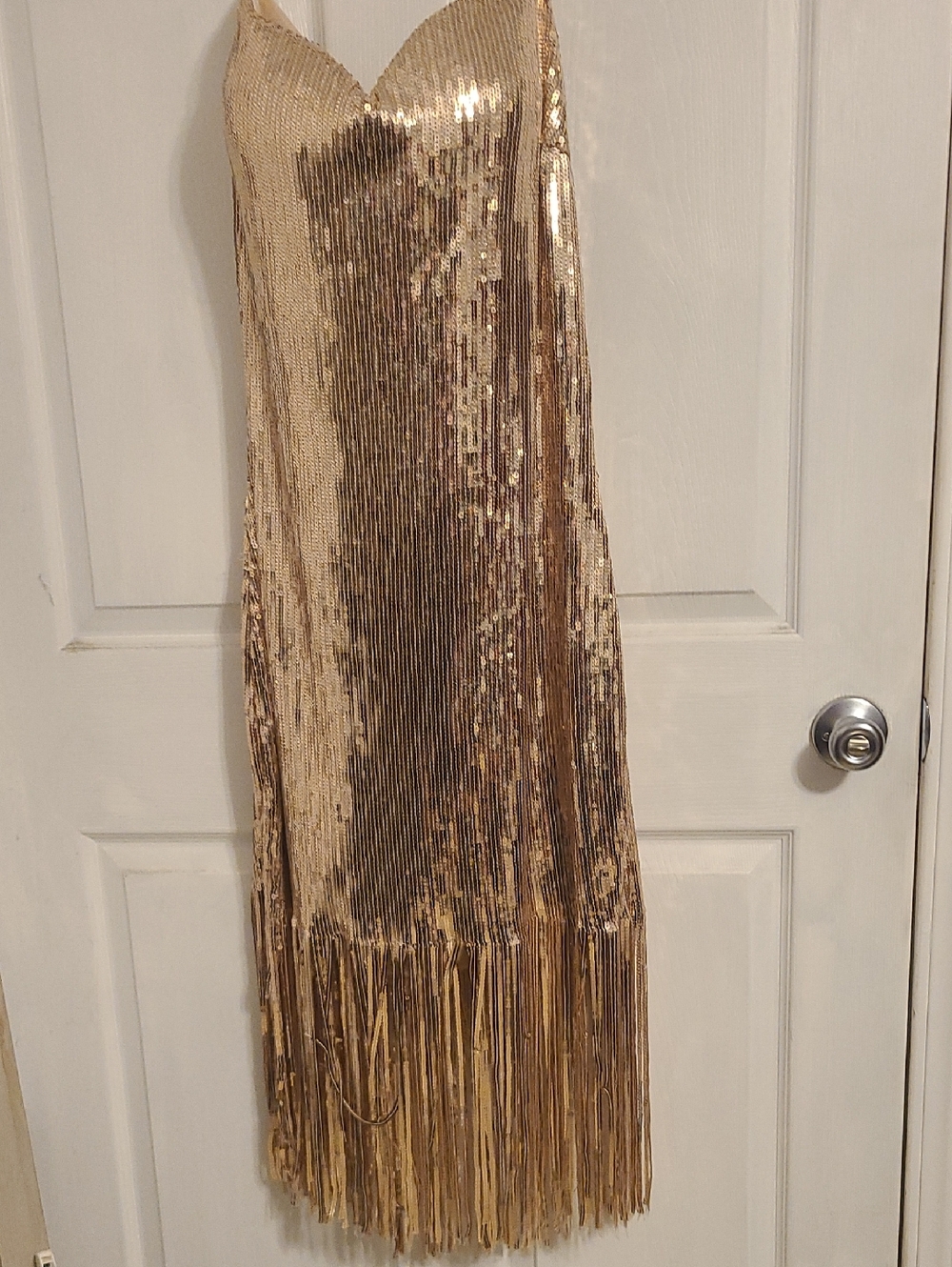 Fashion Nova Rose Gold Sequin Fringe Dress